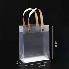 Translucent Plastic Gift Bag with Handle - Pack of 10 Pieces