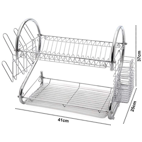 2 Layer Chrome Plated SS Stainless Steel Kitchen Dish Drying Rack