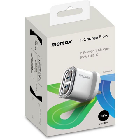 Momax 1-Charger Flow PD 35W 2 Ports GaN Wall Charger