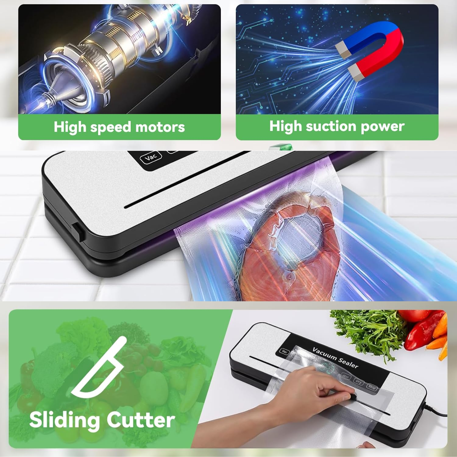 Vacuum Sealer for Automatic Vacuum Packing and Sealing