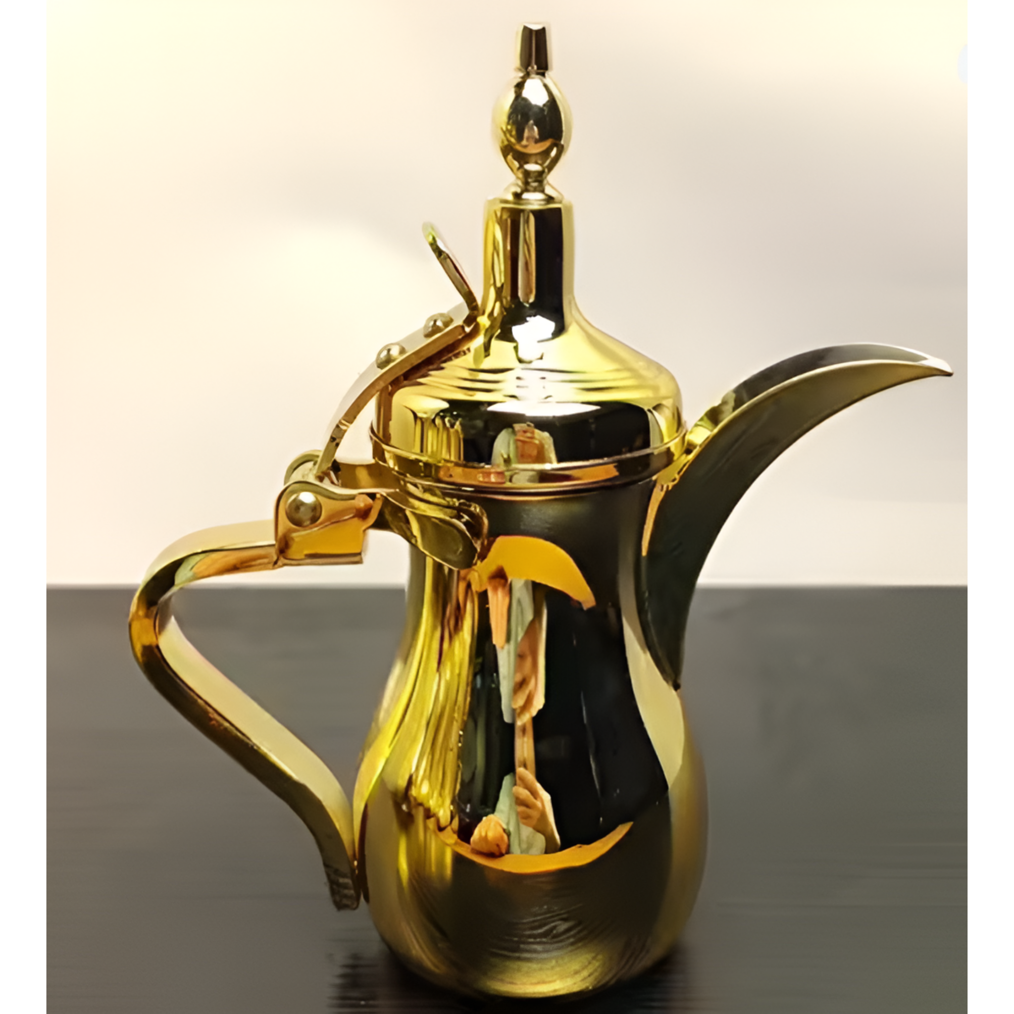 Stainless Steel Dallah Golden Arabic Coffee Pot 32oz