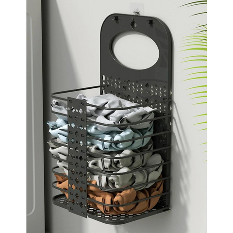 Wall Hanging Foldable Laundry Clothes Storage Basket Organizer Bin