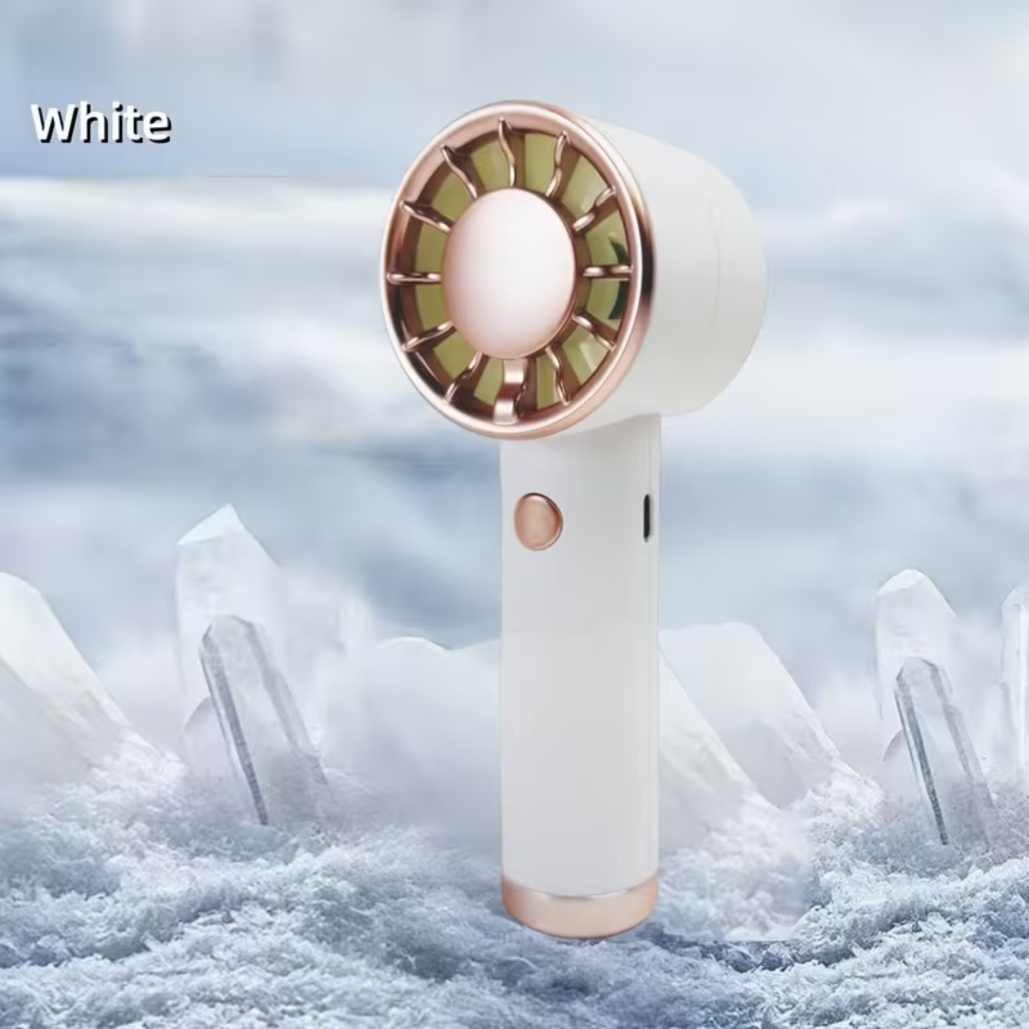 Portable Handheld Personal Pocket Fan 0808, 500mAh USB C Rechargeable White