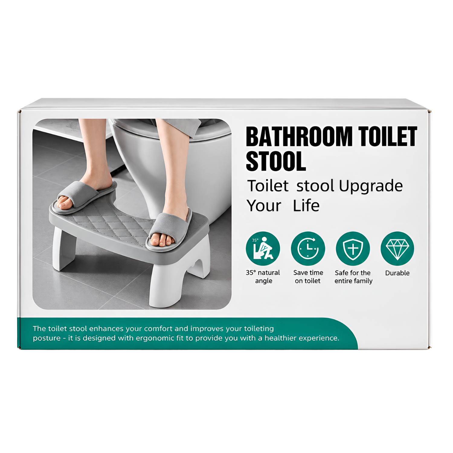 Bathroom Toilet Stool, 35° Ergonomic Toilet Footstool
