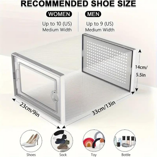 Stackable Shoe Storage Box with Door, Clear Plastic Shoe Organizer Rack [1 Pcs]