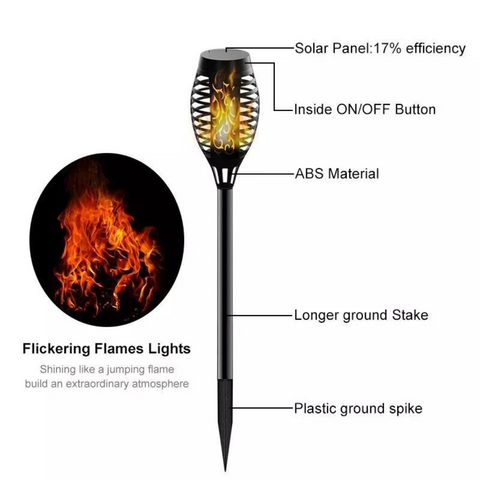 Waterproof Solar Outdoor Garden LED Flame Light