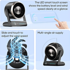 Porodo Lifestyle Chillo Core Desktop Fan with LED Display ,6000mAh Battery, 100 Speed Levels