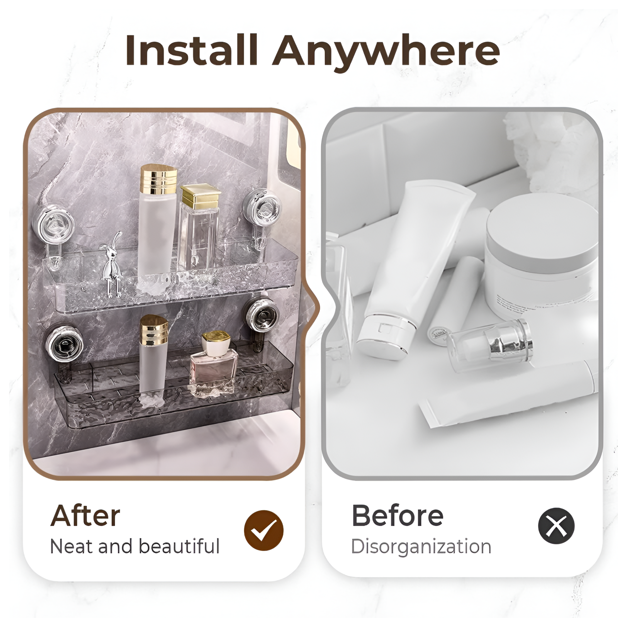 Wall Mounted Suction Cup Storage Holder for Bathroom Shower Supplies