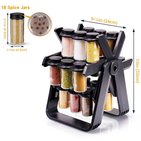 18 Jar Rotating Spice Bottles Organizer Rack