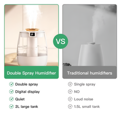 Double Spray Desktop Air Humidifier Diffuser with Night Light