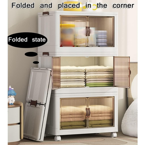 Multi-Layer Stackable Portable Storage Cabinet with Wheels