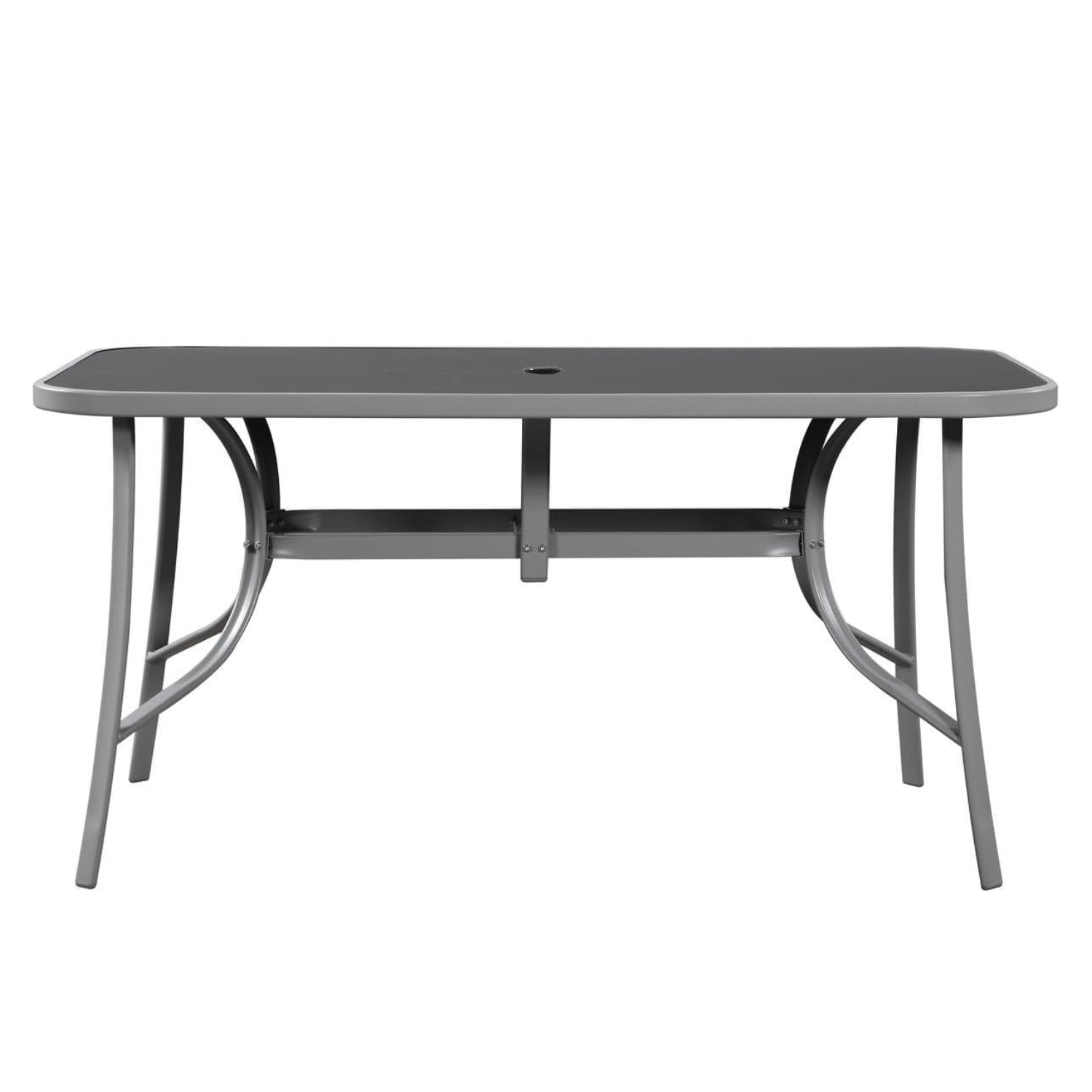 6 Seater Steel and Textilene Chairs with Center Glass Table Patio Garden Furniture