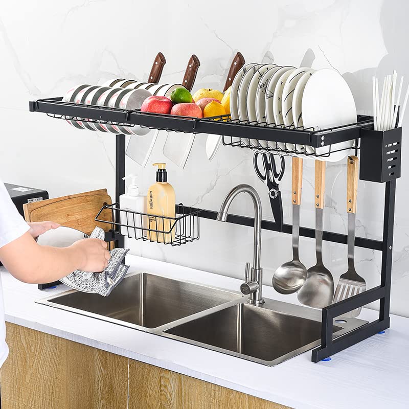 2-Tier Kitchen Over Sink Rack - Stainless Steel Dish Drying Storage ...