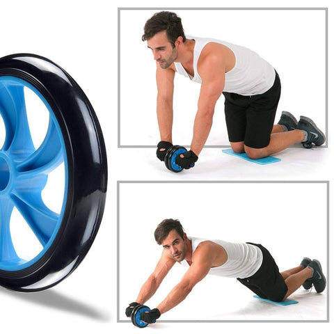 Double Wheel AB Roller, Unisex Abdominal Workout Exercise Wheel with Knee Mat