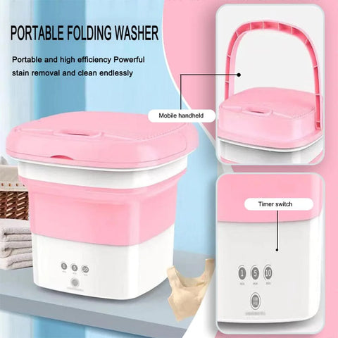 Different parts of a portable washing machine