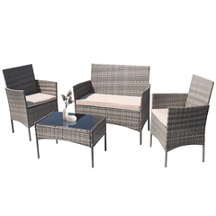 4 Seater Cushion Sofa Chairs with Center Table Outdoor Garden Furniture Set