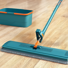 Hands-free Flat Floor Mop with Bucket, Self Squeezing Microfiber Mop