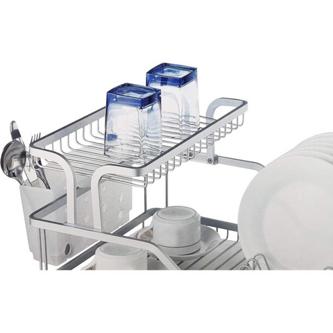 Dish Drying Rack with Drainboard and Cup Holder