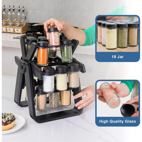 18 Jar Rotating Spice Bottles Organizer Rack