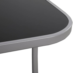 6 Seater Steel and Textilene Chairs with Center Glass Table Patio Garden Furniture