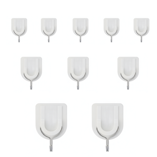 Super Sticky Wall Mounted Self Adhesive Hanging Hooks (Pack of 10)