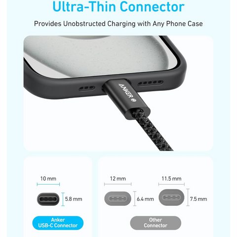 كابل شحن سريع Anker Zolo USB-C إلى USB-C مضفر من النايلون ومقاوم للأوساخ 