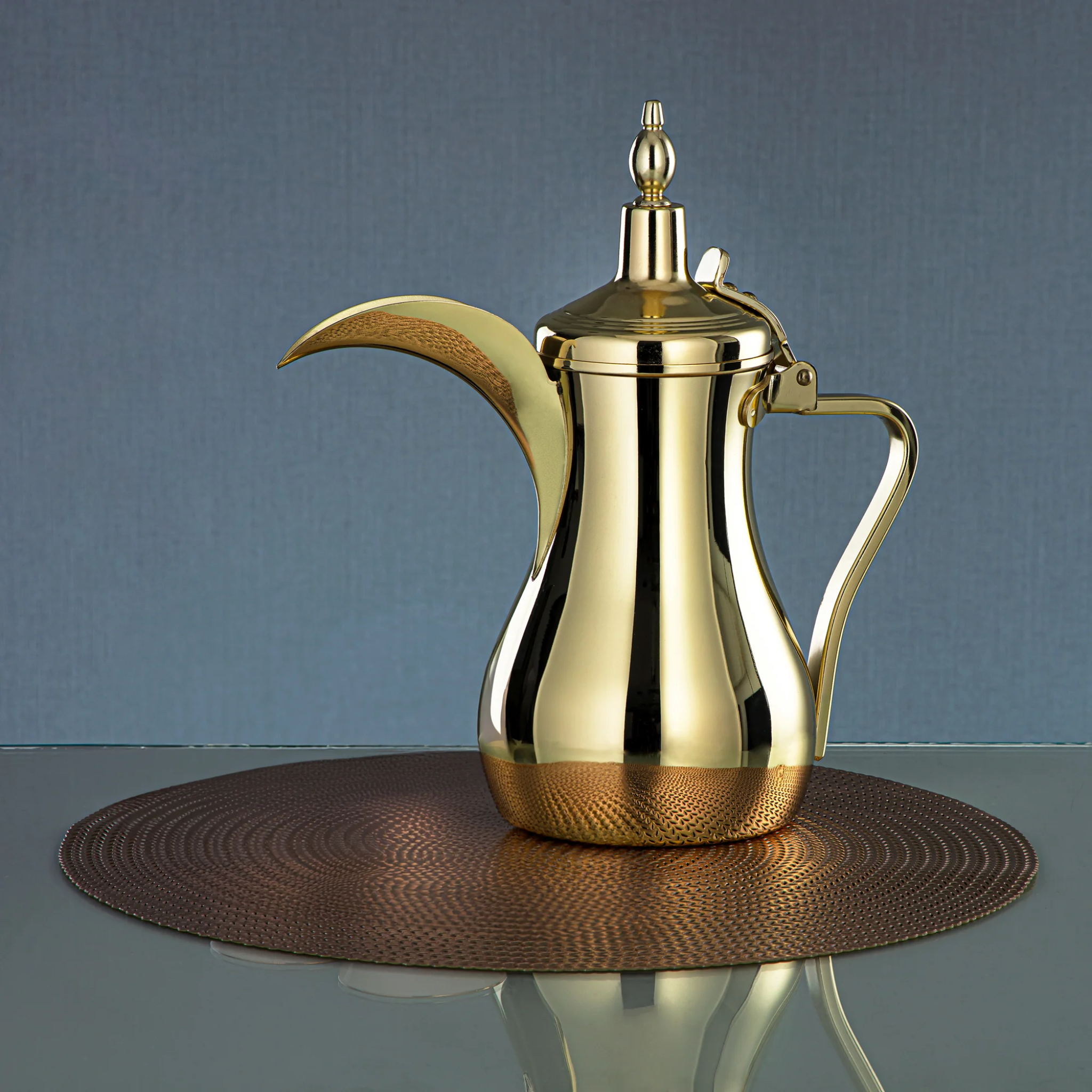 Stainless Steel Dallah Golden Arabic Coffee Pot 32oz