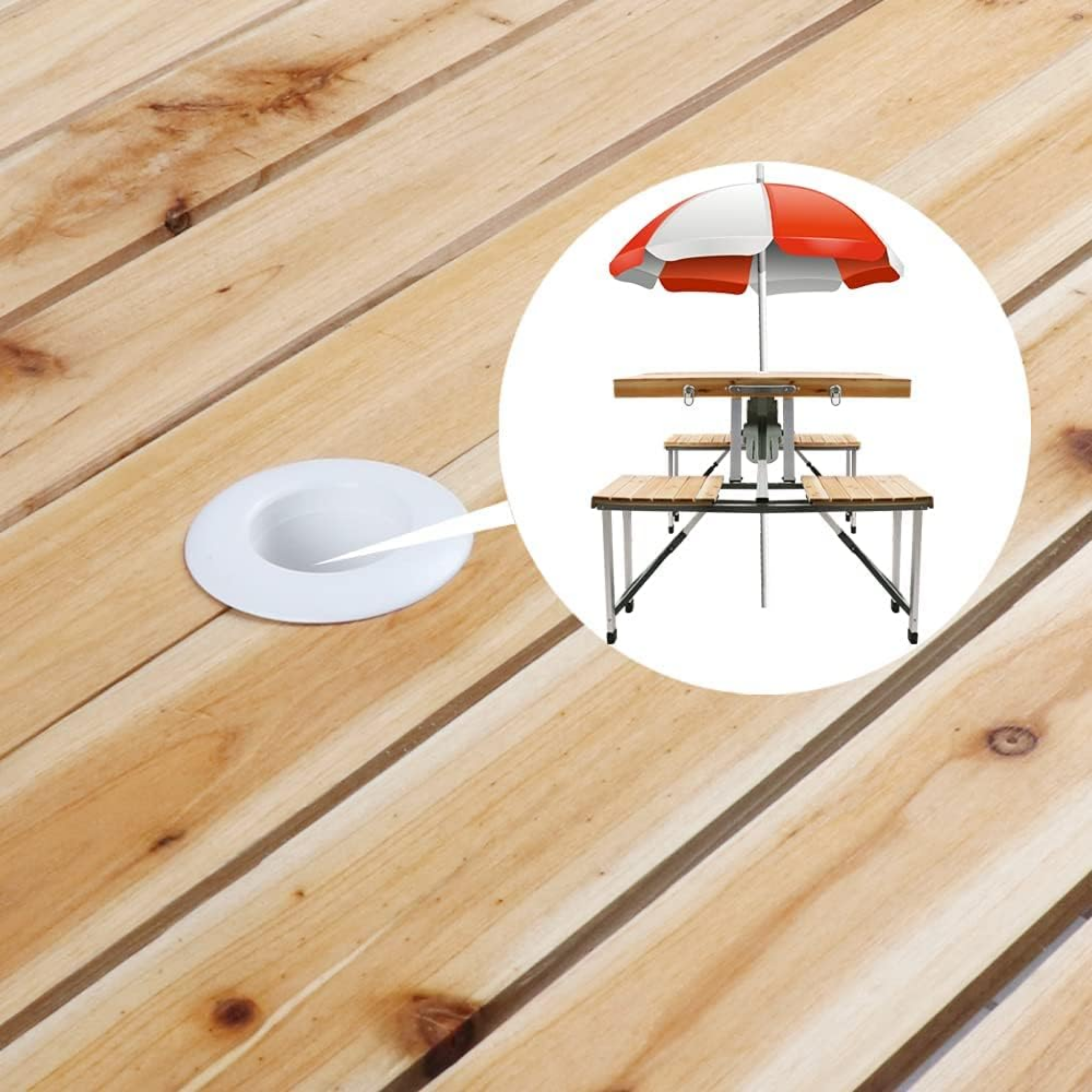 All-in-one Portable Folding Outdoor Camping Picnic Table with 4 Seats & Umbrella Hole