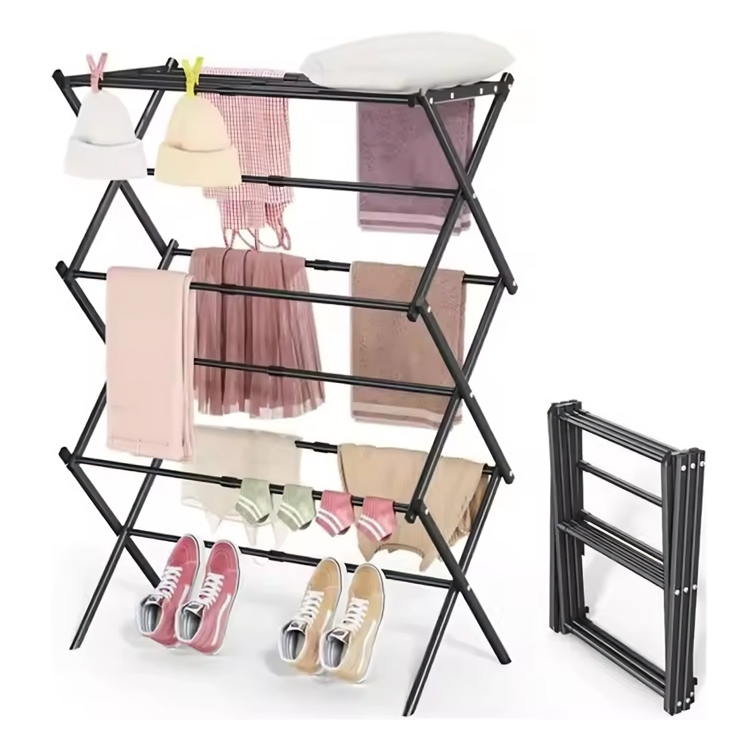 Foldable Multi Tier Clothes Drying Stand for Easy Everyday Laundry
