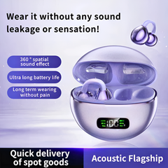 Q71 Wireless Clip On Earbuds, Sports Silicone TWS Earphone with Noise Reduction and Digital Display