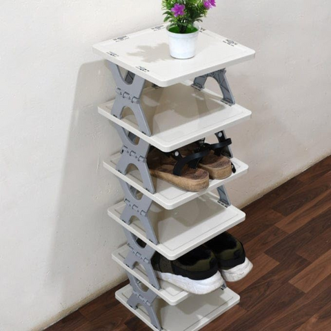 6 Layer Stackable Folding Shoe Rack for Entryway