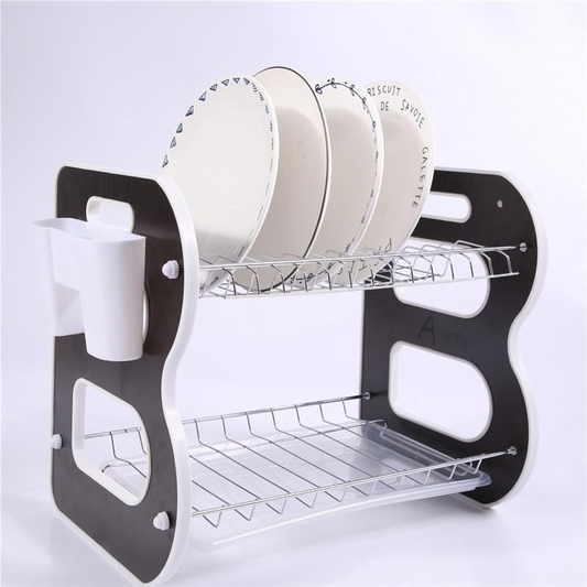 2 Tier Steel Chrome Plated Durable Dish Drainer Rack