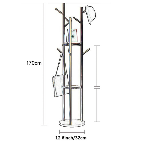 3 Poles Branched Clothes Hanger with Marble Base