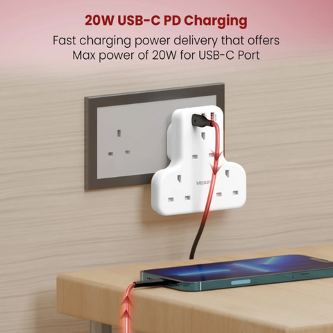 Moxedo 6 IN 1 Power Extension Adapter with PD QC Fast Charging