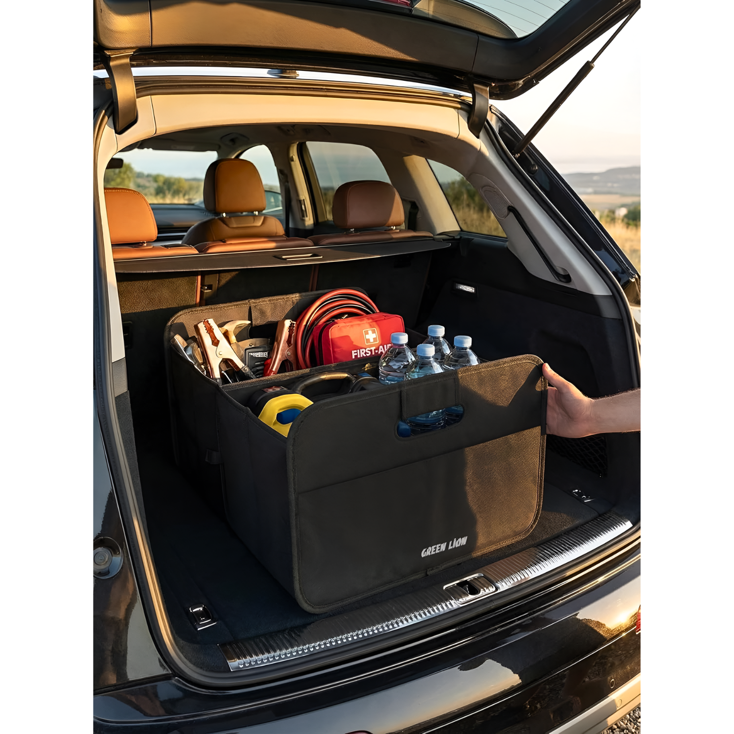 Green Lion 40L Foldable Dual Compartment Car Trunk Organizer Storage