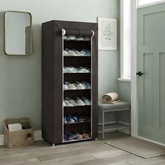 7 Layer Fabric Shoe Storage Rack Brown