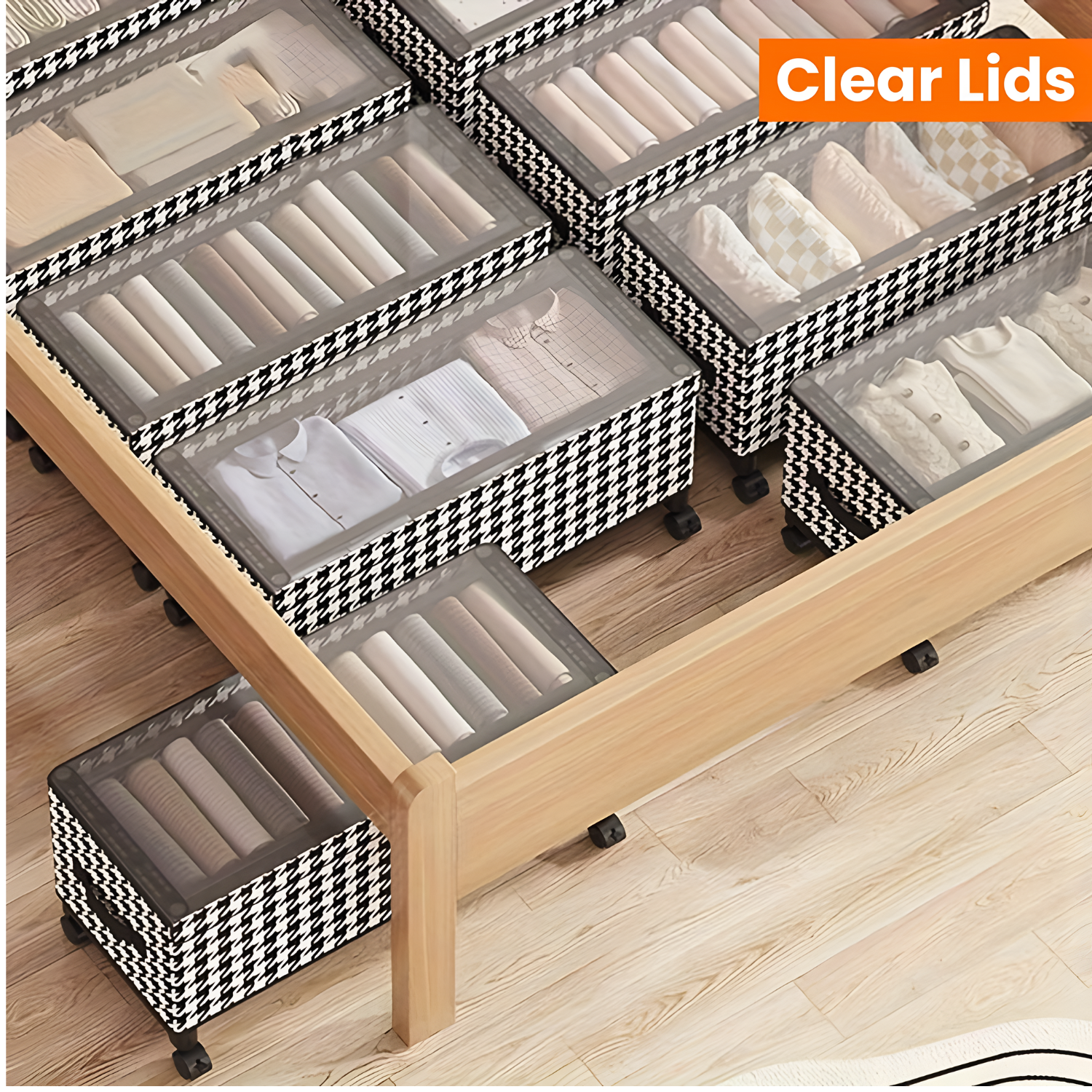 Under Bed Storage Box with Wheels and Lid for Home Organization Use