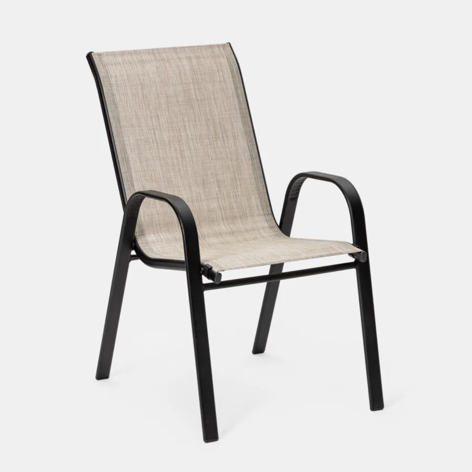 6 Seater Steel and Textilene Chairs with Center Glass Table Patio Garden Furniture