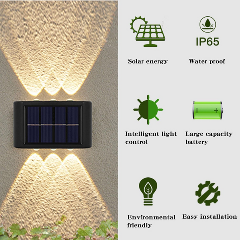 Solar Outdoor LED Wall Fence Lamp (Pack of 2 Pcs)