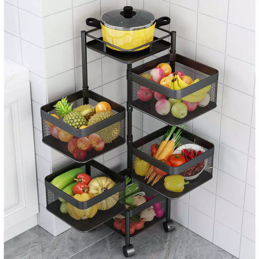 5 Layer Rotating Kitchen Organizer Storage Rack