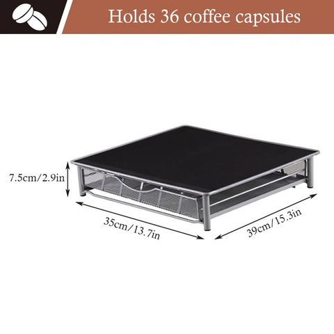 Coffee Pod Holder with Coffee Machine Storage Space, Coffee Capsule Organizer Drawer