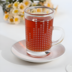 Glass Tea Cups and Ceramic Arabic Coffee Qahwa Cups Set (18 Pcs)