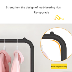 Multifunctional Single Pole Clothes Hanging Rack with Wheels and Bottom 2 Tier Shoe Rails
