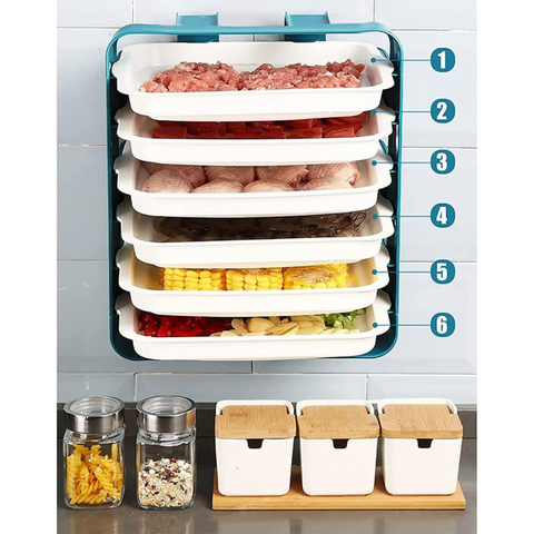 6 Layer Wall Mounted Stackable Side Dishes Organizer Shelf for Fruits & Vegetable Cut Piece