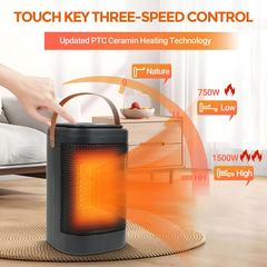 1500W Space Heater, Hot Air Blower with Touch Buttons and Remote Control