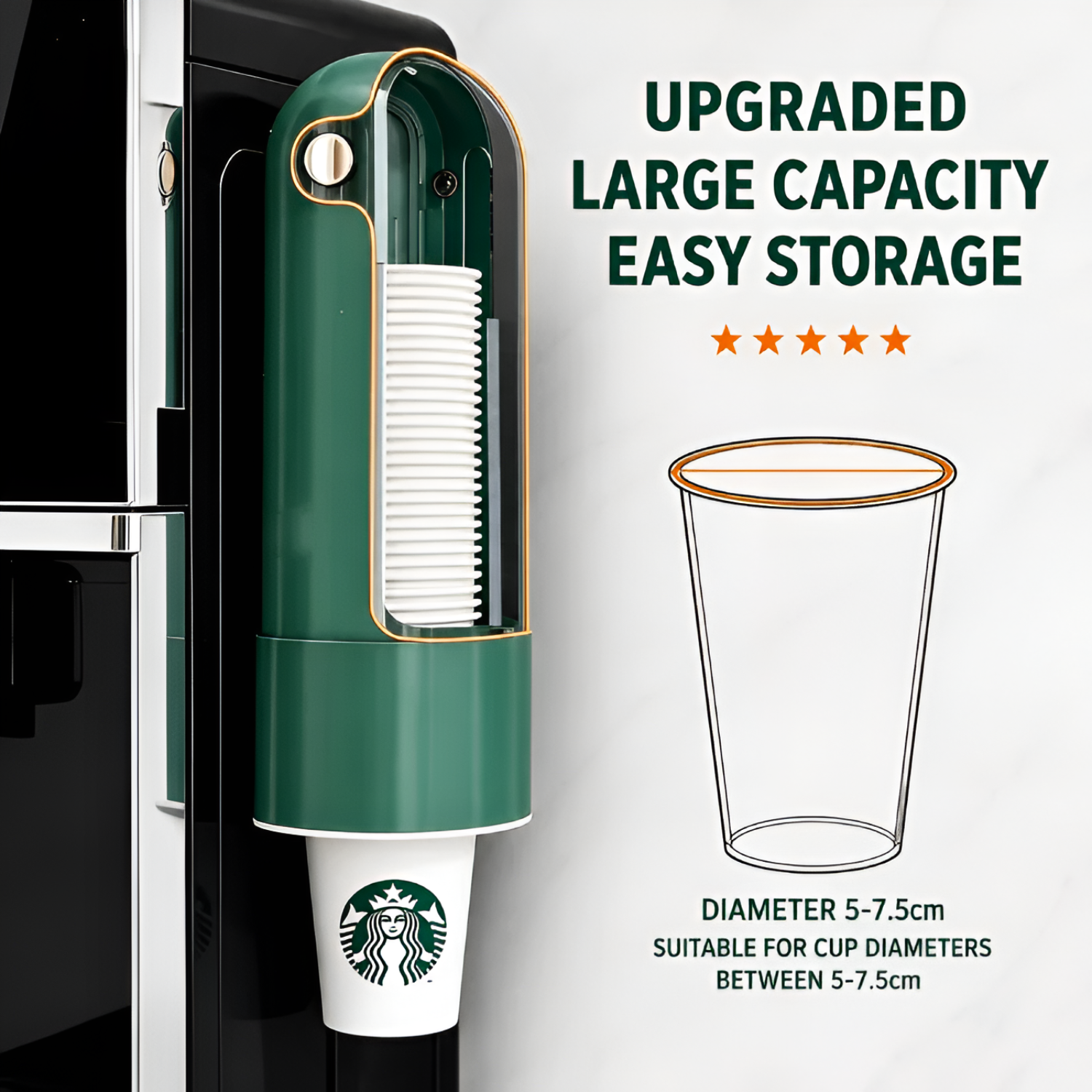 Wall Mounted Disposable Paper Cup Dispenser with Dustproof Holder
