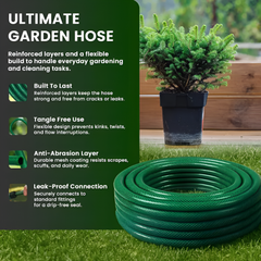 15 Meter Flexible PVC Garden Hose Pipe with Adjustable Spray Gun Nozzle Set