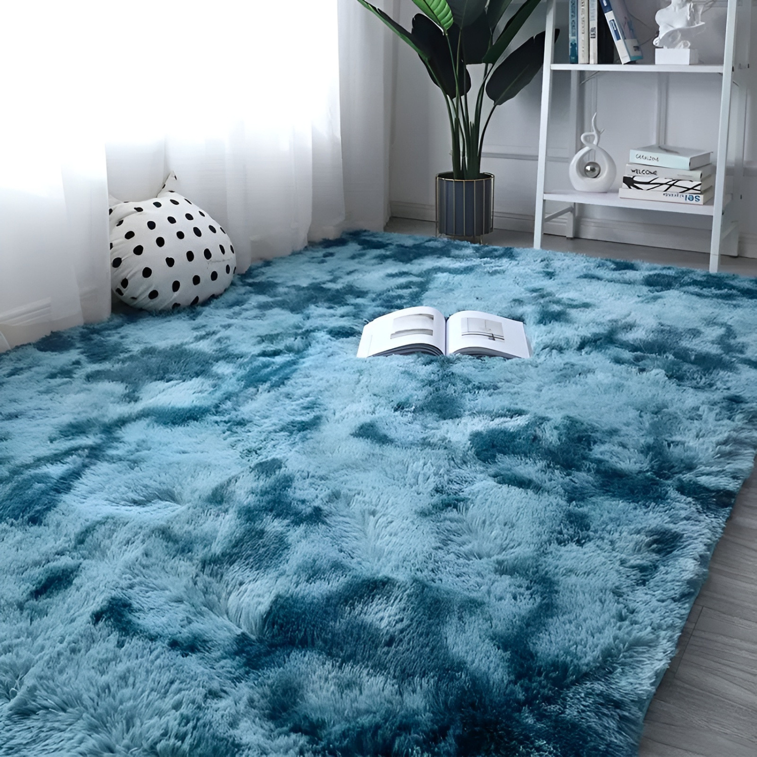 Ultra Soft Fluffy Indoor Rug Plush Carpet for Bedroom and Living Room 160 × 230 cm Blue