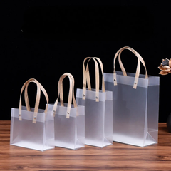 Translucent Plastic Gift Bag with Handle - Pack of 10 Pieces