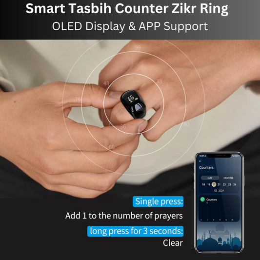 Smart Zikr Ring ZR-05, Digital Tasbih Counter Smart Ring with OLED Display